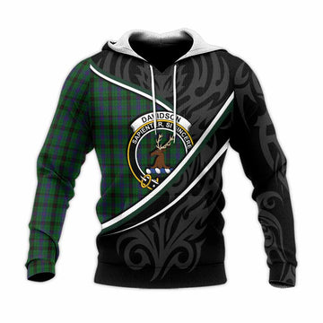 Davidson Tartan Family Crest Knitted Hoodie Celtic Scottish Thistle Floral