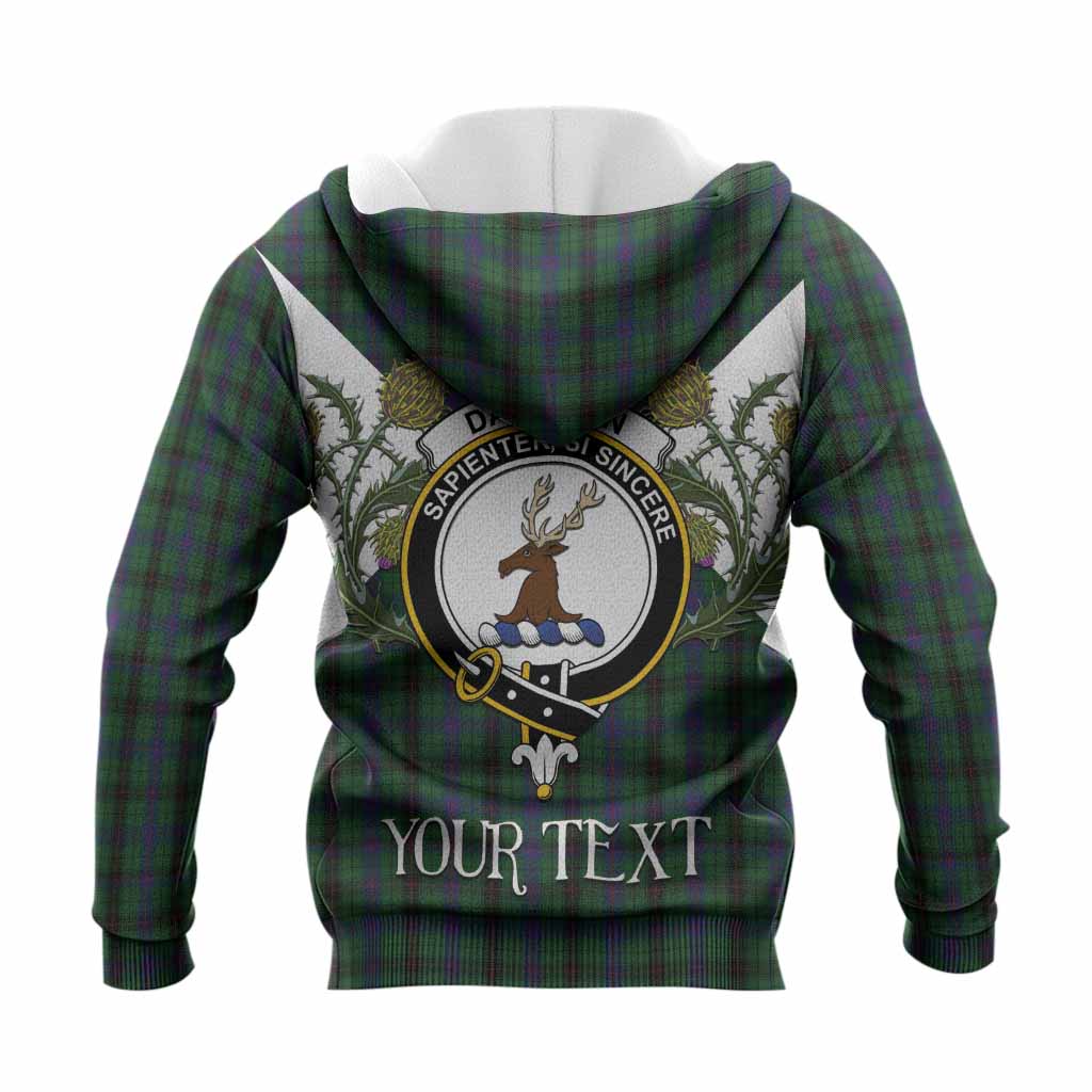 Davidson Tartan Family Crest Knitted Hoodie Scottish Burns Night Thistle Floral