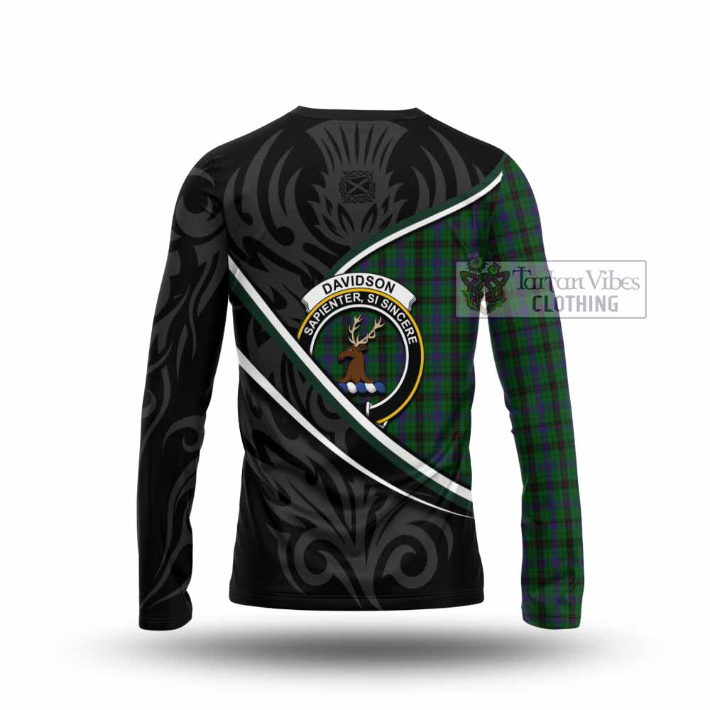 Davidson Tartan Family Crest Long Sleeve T-Shirt Celtic Scottish Thistle Floral - Tartan Vibes Clothing