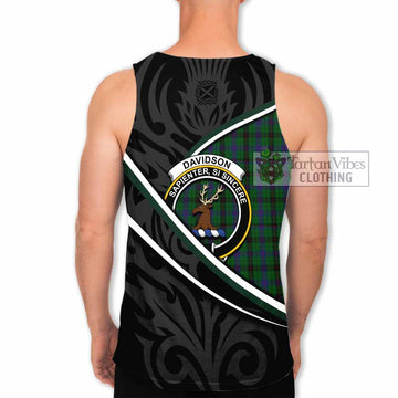 Davidson Tartan Family Crest Men Tank Top Celtic Scottish Thistle Floral