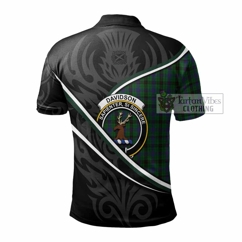 Davidson Tartan Family Crest Polo Shirt Celtic Scottish Thistle Floral - Tartan Vibes Clothing