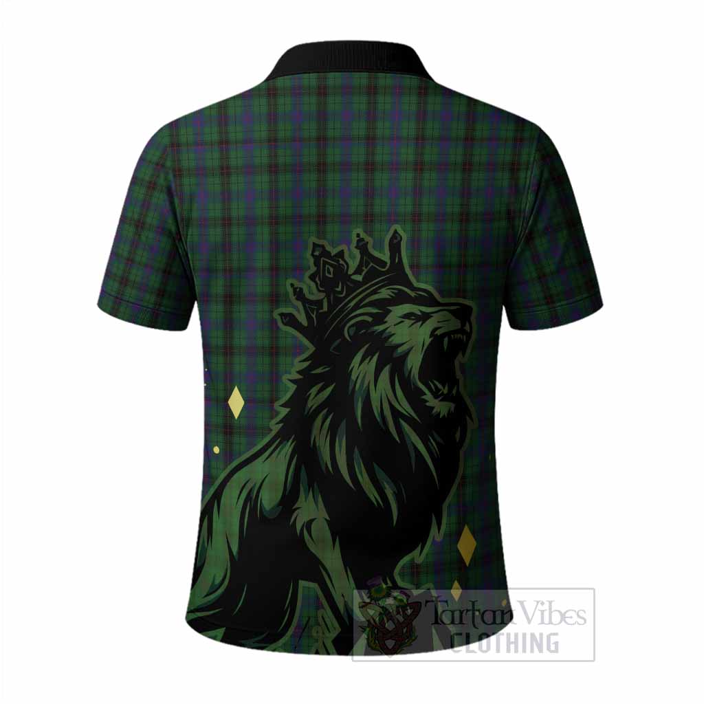 Davidson Tartan Family Crest Polo Shirt Crowned Lion Roaring