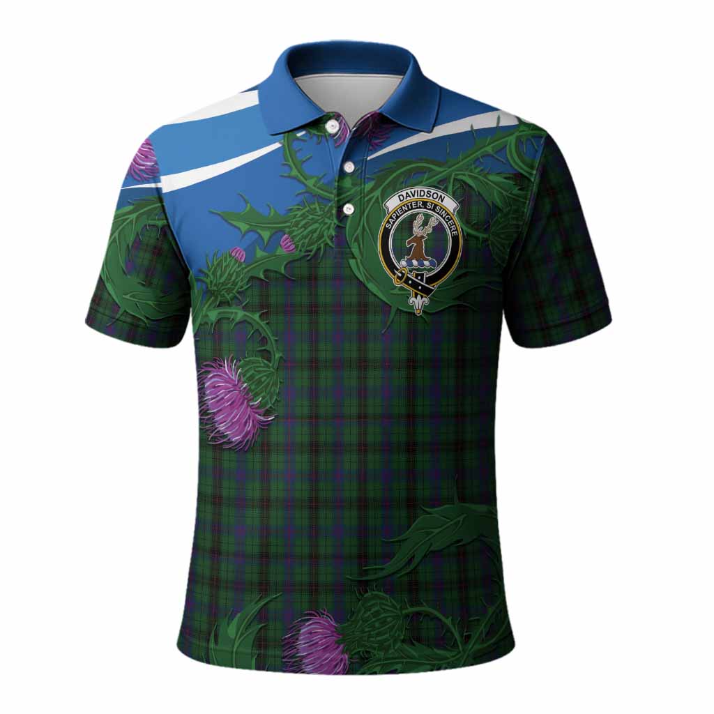 Davidson Tartan Family Crest Polo Shirt Thistle in Minimalism