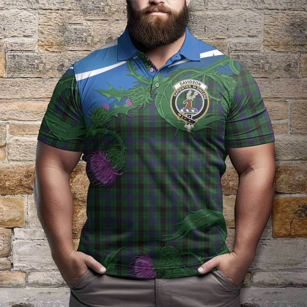 Davidson Tartan Family Crest Polo Shirt Thistle in Minimalism