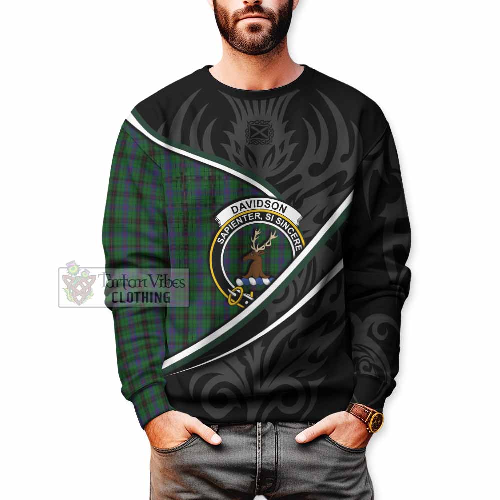 Davidson Tartan Family Crest Sweatshirt Celtic Scottish Thistle Floral - Tartan Vibes Clothing
