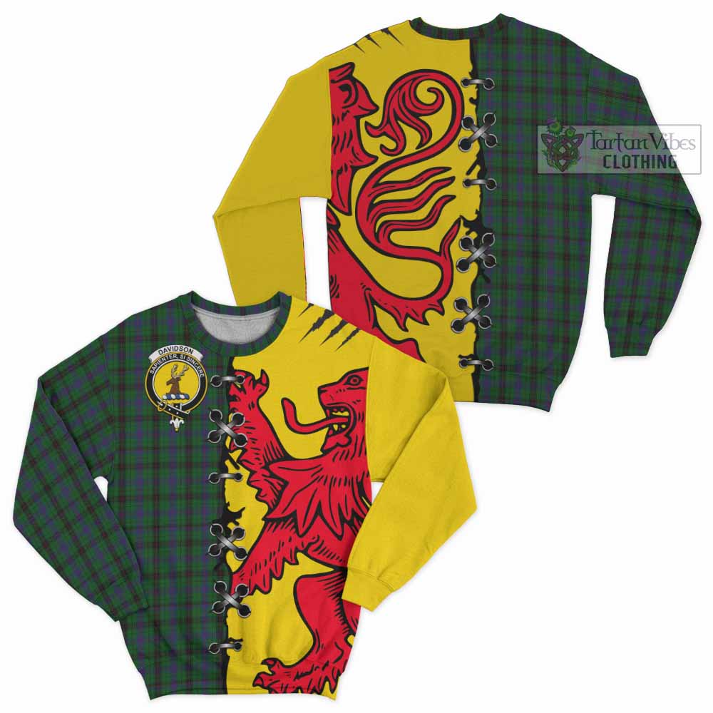 Davidson Tartan Family Crest Sweatshirt Lion Rampant Honor - Tartan Vibes Clothing