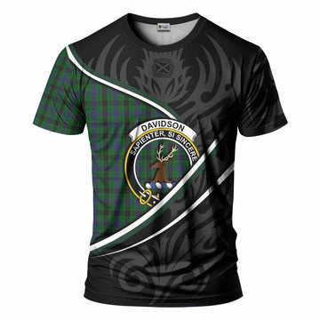 Davidson Tartan Family Crest T-shirt Celtic Scottish Thistle Floral