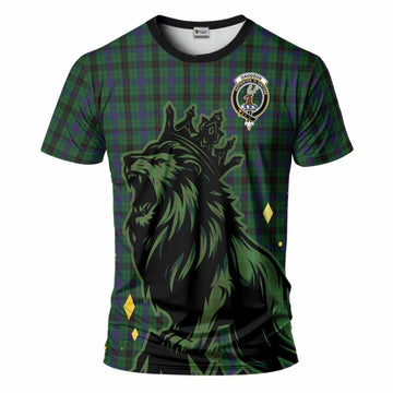 Davidson Tartan Family Crest T-Shirt Crowned Lion Roaring