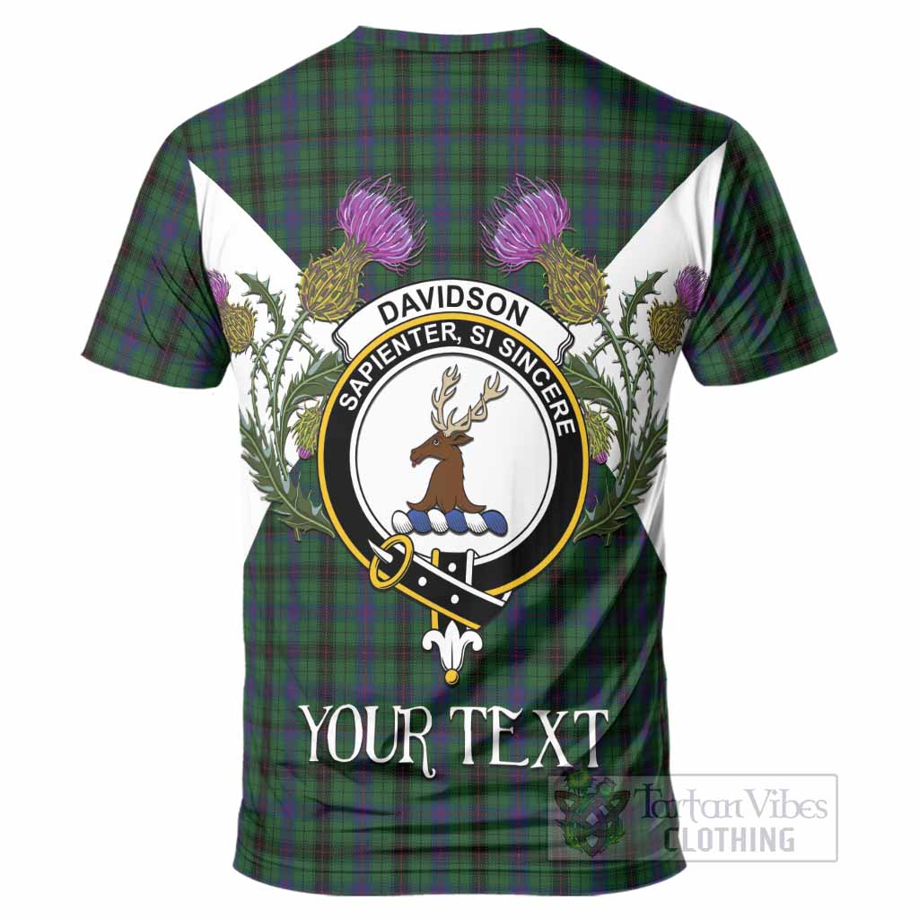 Davidson Tartan Family Crest T-Shirt Scottish Burns Night Thistle Floral