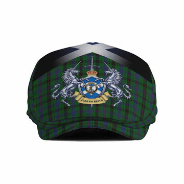 Davidson Tartan Flat Cap, Jeff Cap Alba Gu Brath Unicorn Crest