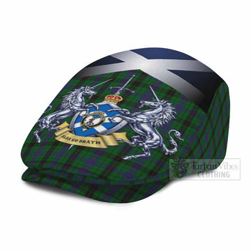 Davidson Tartan Flat Cap, Jeff Cap Alba Gu Brath Unicorn Crest