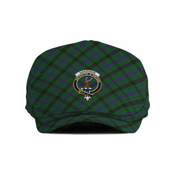 Davidson Tartan Flat Cap, Jeff Cap Cross Style with Family Crest