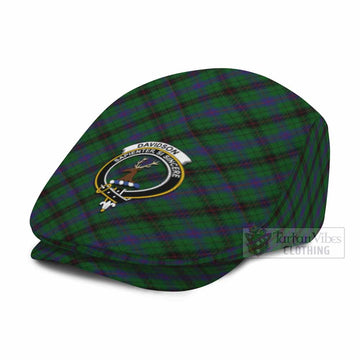 Davidson Tartan Flat Cap, Jeff Cap Cross Style with Family Crest