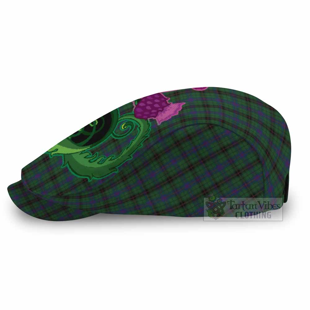 Davidson Tartan Flat Cap, Jeff Cap Traditional Scottish Thistle