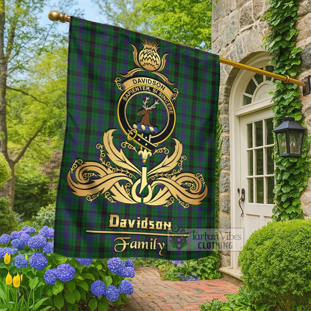Davidson Tartan Garden Flag with Highland Thistle Cherish Family Crest Style - Tartan Vibes Clothing