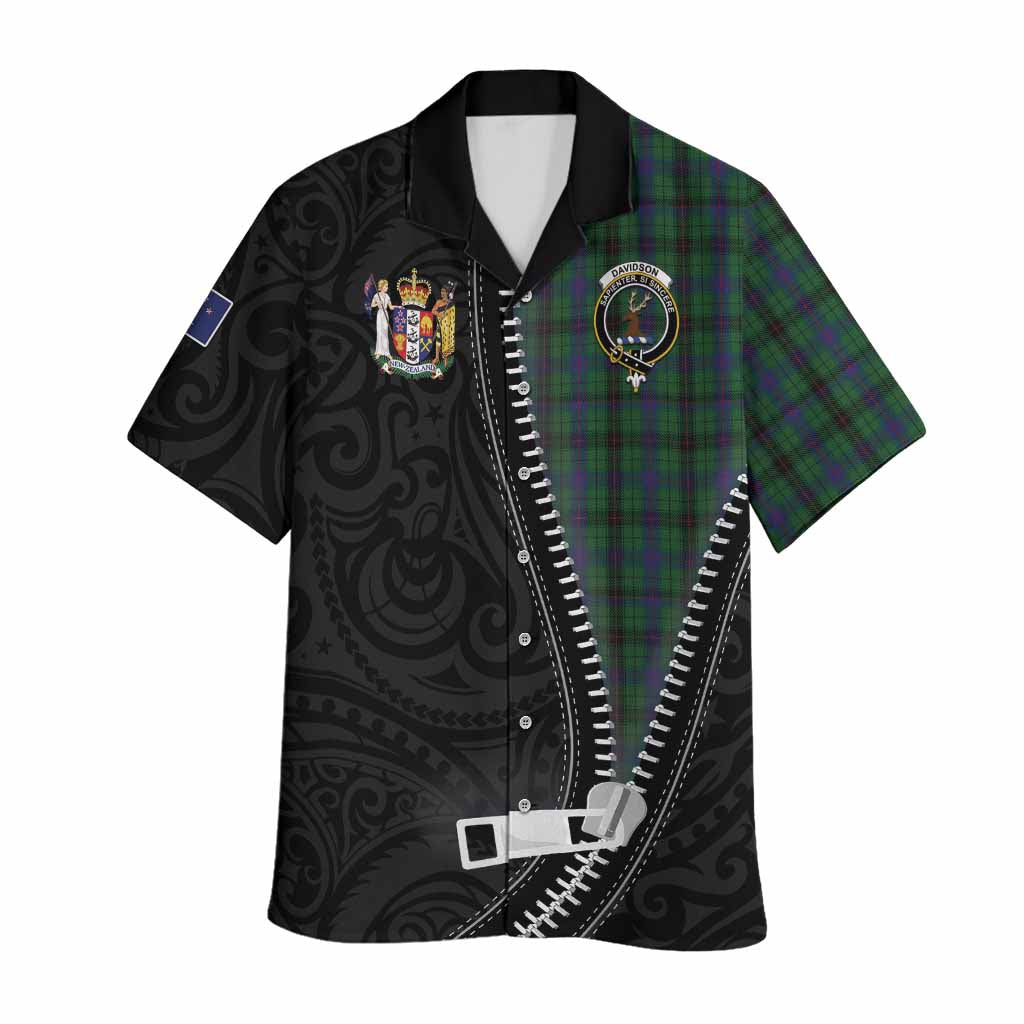 Davidson Tartan Hawaiian Shirt New Zealand Pattern Unique Zipper Stylized