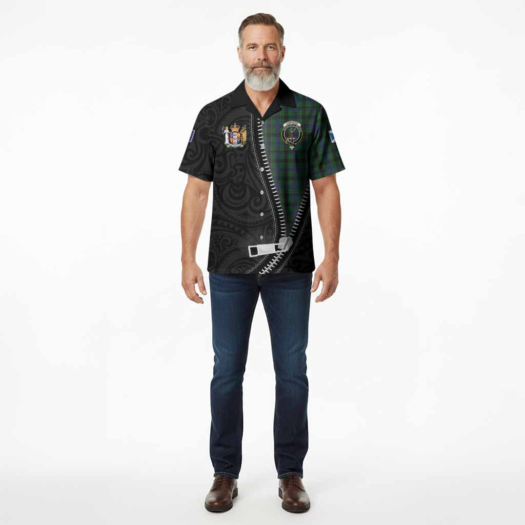 Davidson Tartan Hawaiian Shirt New Zealand Pattern Unique Zipper Stylized