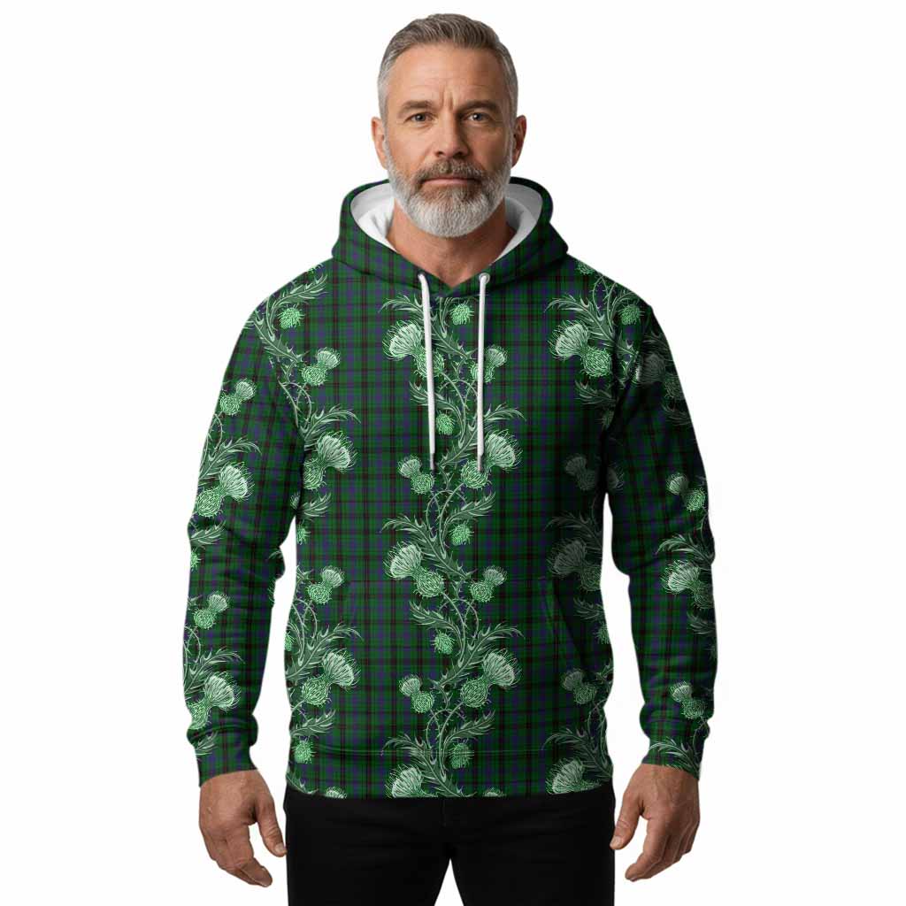 Davidson Tartan Hoodie Seamless Scottish Thistle Flowers