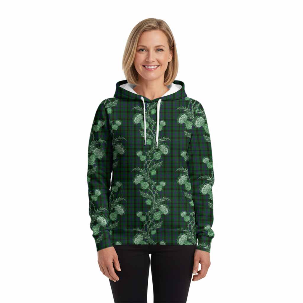 Davidson Tartan Hoodie Seamless Scottish Thistle Flowers