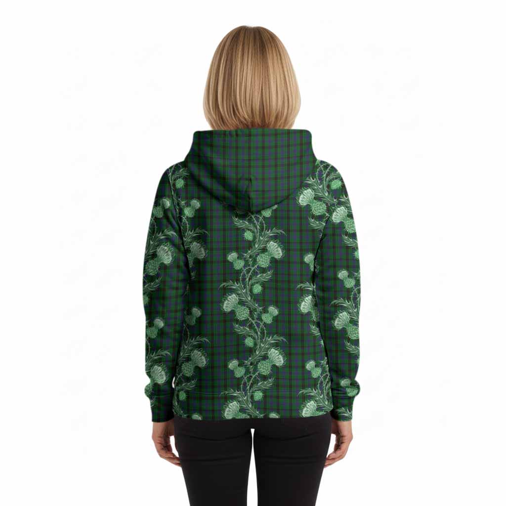 Davidson Tartan Hoodie Seamless Scottish Thistle Flowers