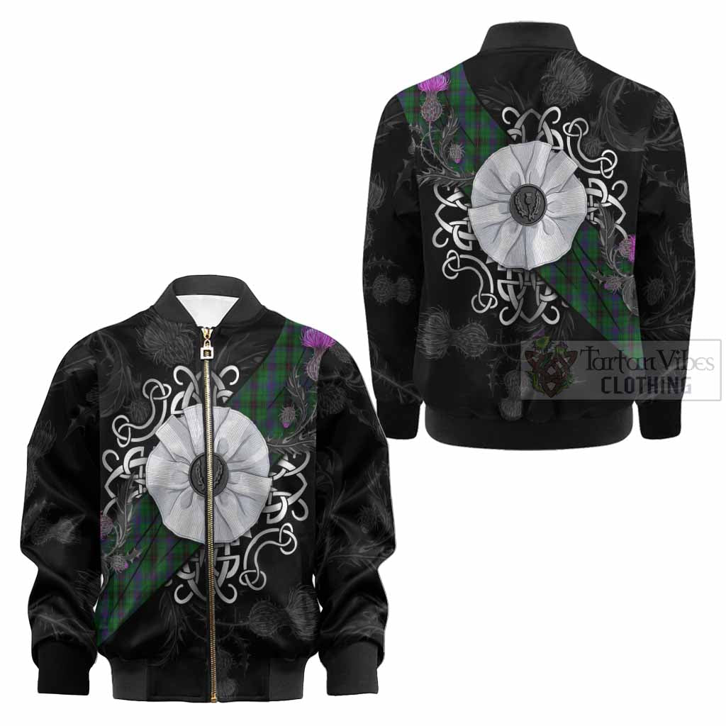 Davidson Tartan Kid Bomber Jacket Jacobite White Rose - Tartan Vibes Clothing