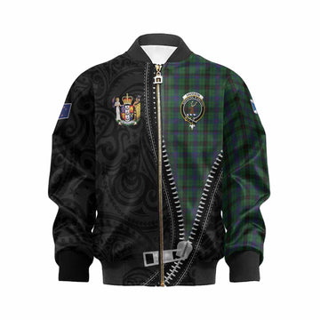 Davidson Tartan Kid Bomber Jacket New Zealand Pattern Unique Zipper Stylized