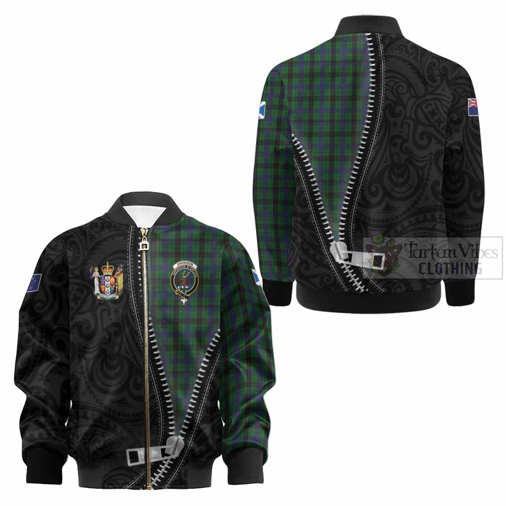 Davidson Tartan Kid Bomber Jacket New Zealand Pattern Unique Zipper Stylized