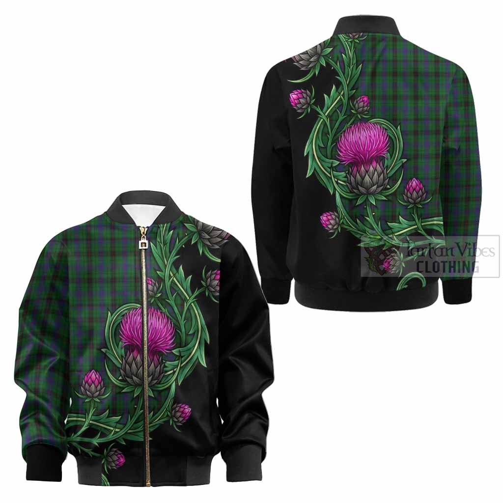 Davidson Tartan Kid Bomber Jacket Resilient Scottish Thistle - Tartan Vibes Clothing
