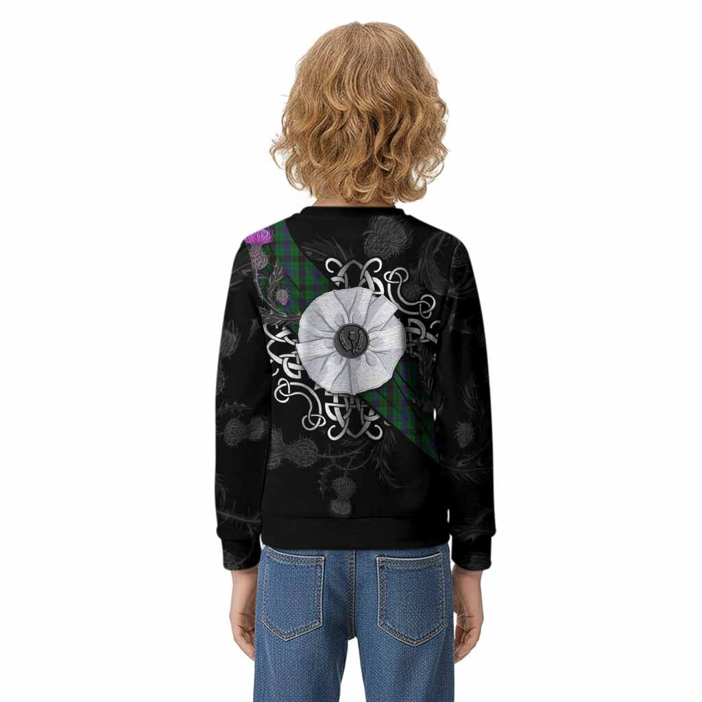 Davidson Tartan Kid Knitted Sweatshirt Jacobite White Rose - Tartan Vibes Clothing