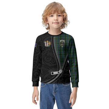 Davidson Tartan Kid Knitted Sweatshirt New Zealand Pattern Unique Zipper Stylized