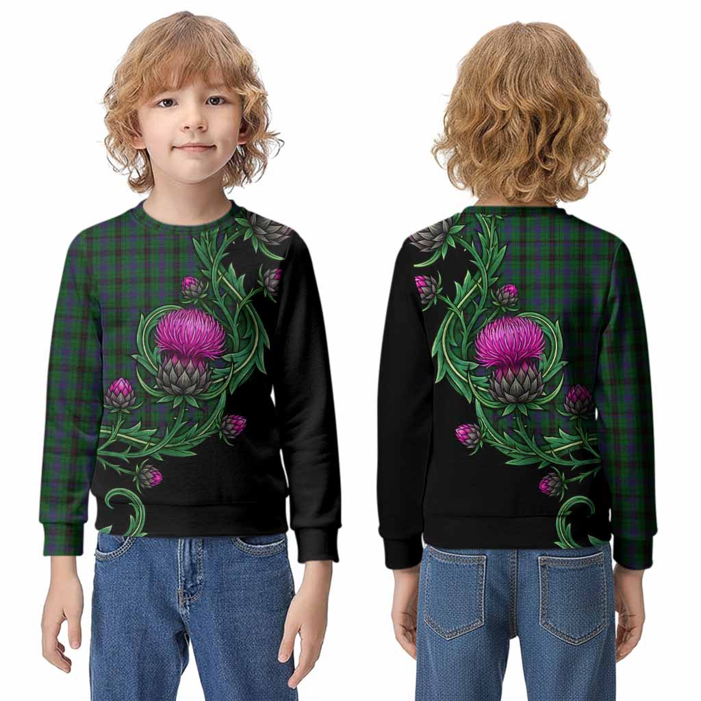 Davidson Tartan Kid Knitted Sweatshirt Resilient Scottish Thistle - Tartan Vibes Clothing