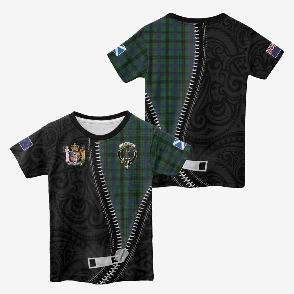 Davidson Tartan Kid T-shirt New Zealand Pattern Unique Zipper Stylized