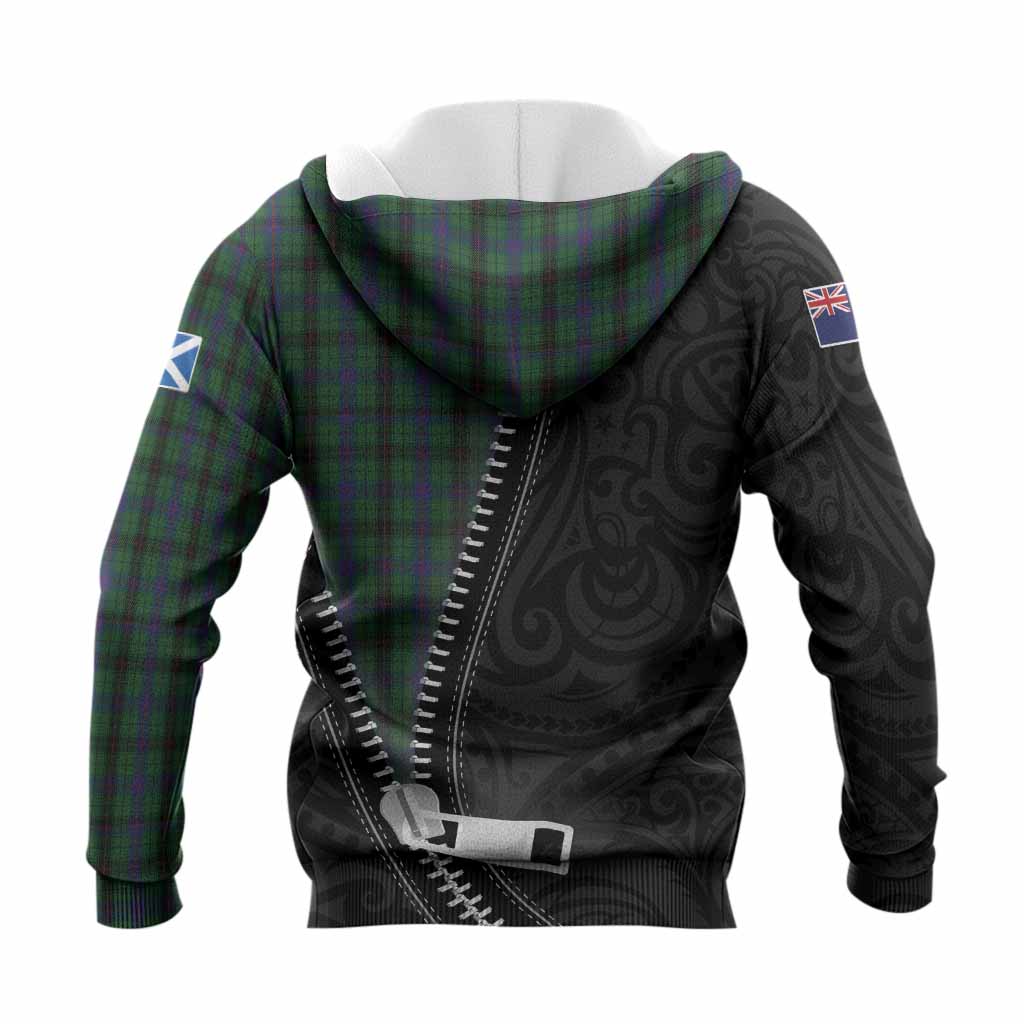 Davidson Tartan Knitted Hoodie New Zealand Pattern Unique Zipper Stylized