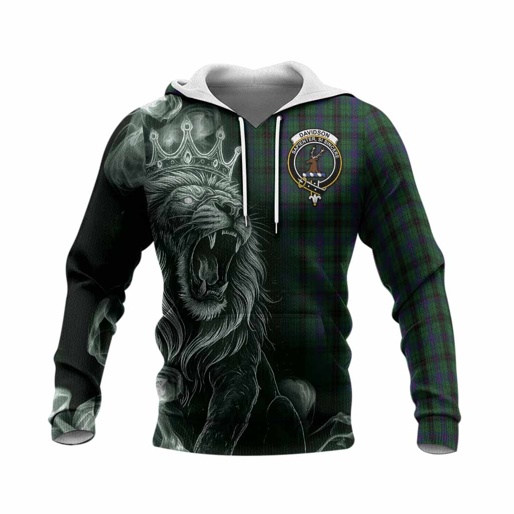 Davidson Tartan Knitted Hoodie Roaring Lion Heritage