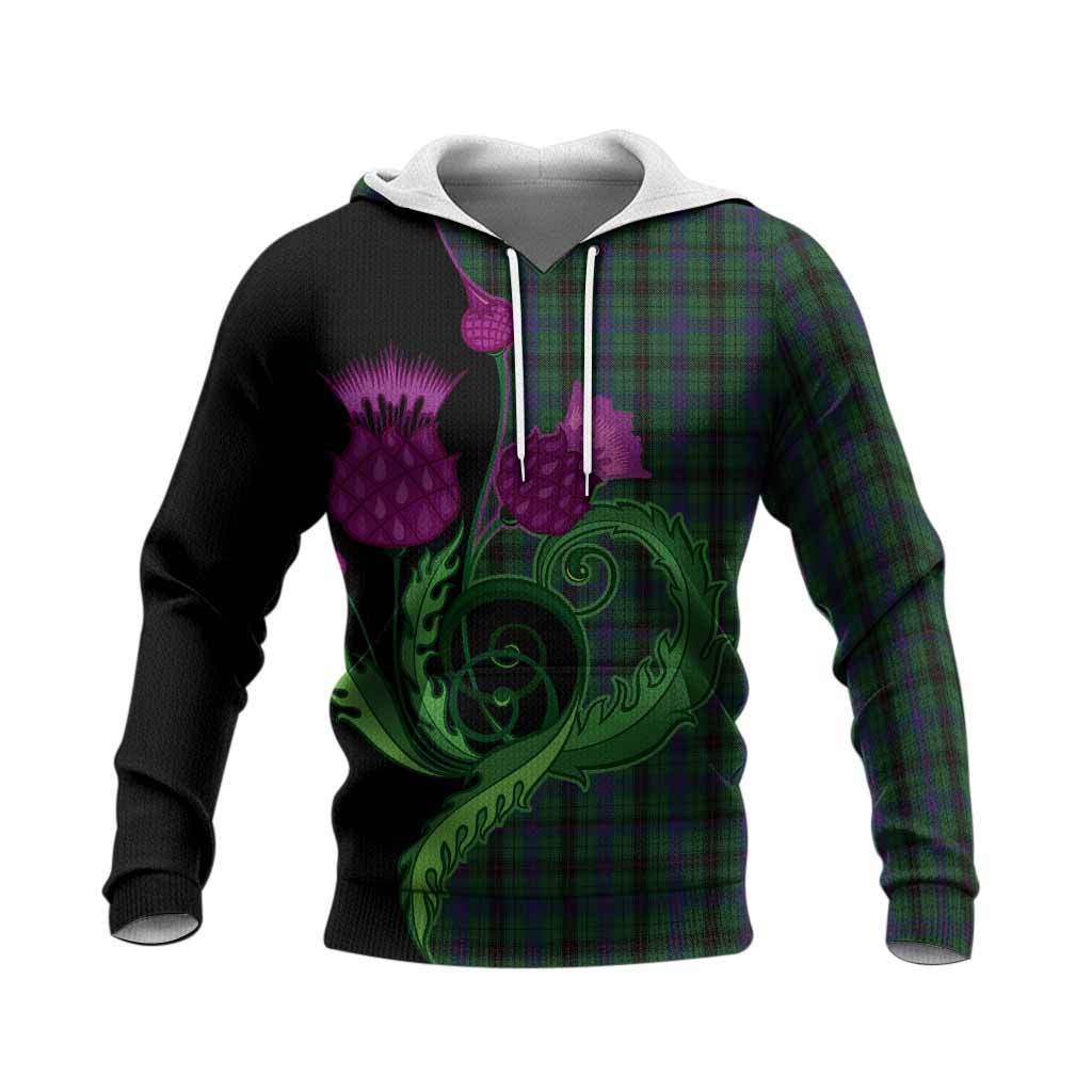 Davidson Tartan Knitted Hoodie Traditional Scottish Thistle
