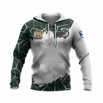 Davidson Tartan Knitted Hoodie with Family Crest and Lion Rampant Grunge Style
