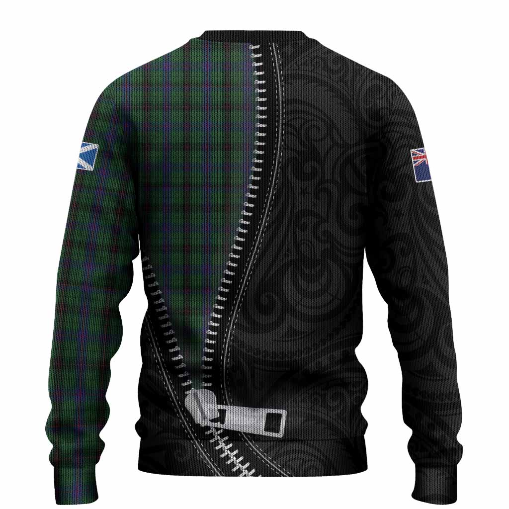 Davidson Tartan Knitted Sweater New Zealand Pattern Unique Zipper Stylized