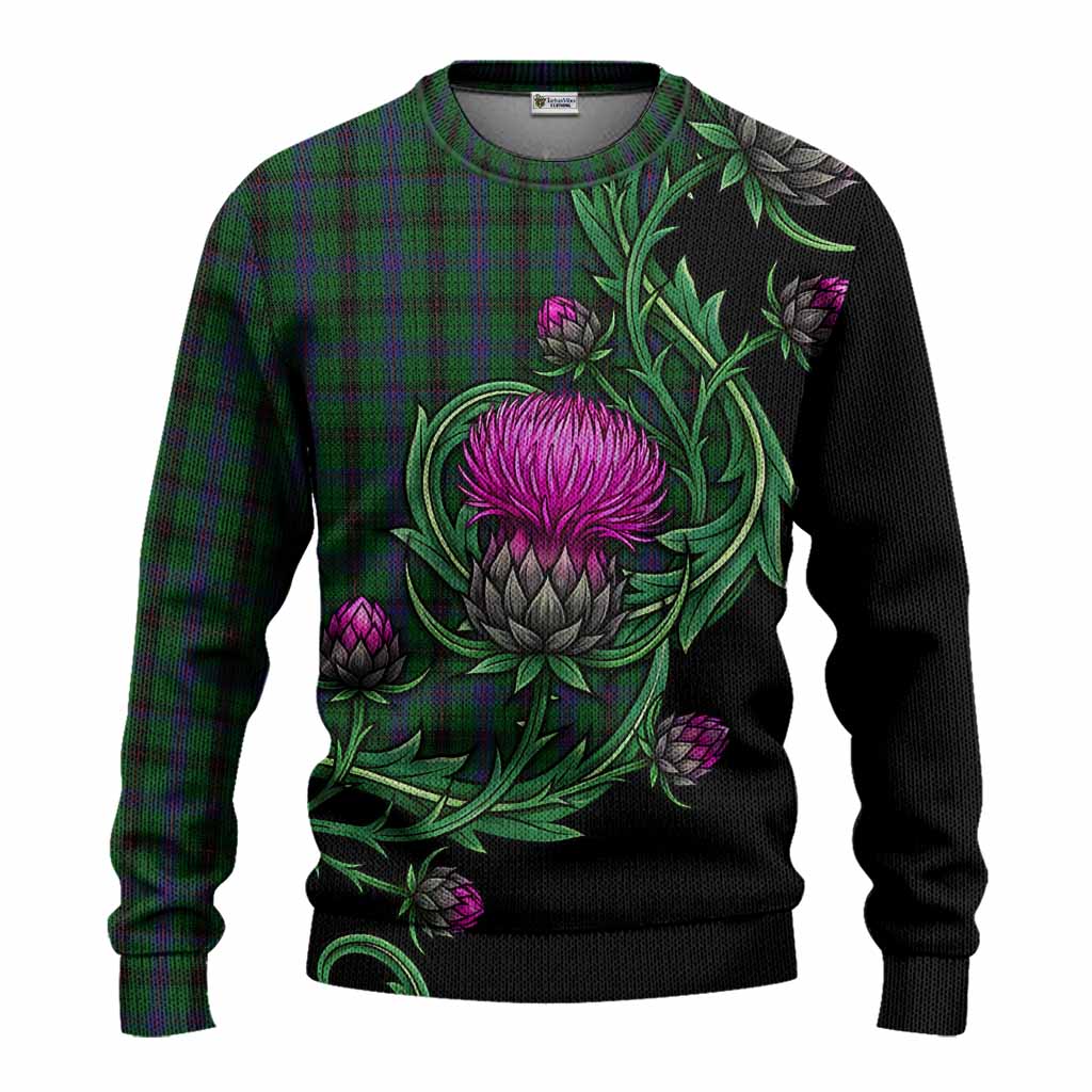Davidson Tartan Knitted Sweater Resilient Scottish Thistle Unisex - Tartan Vibes Clothing