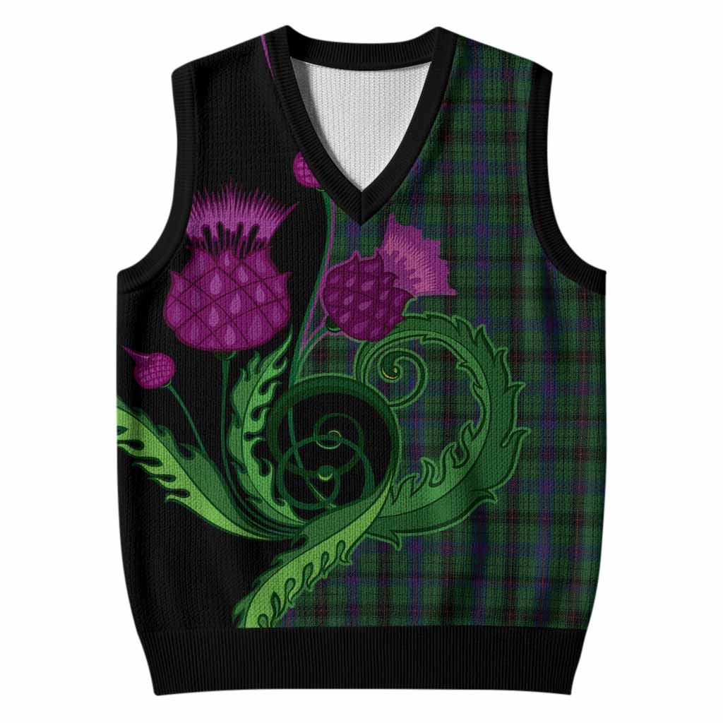 Davidson Tartan Knitted V-Neck Vest Traditional Scottish Thistle