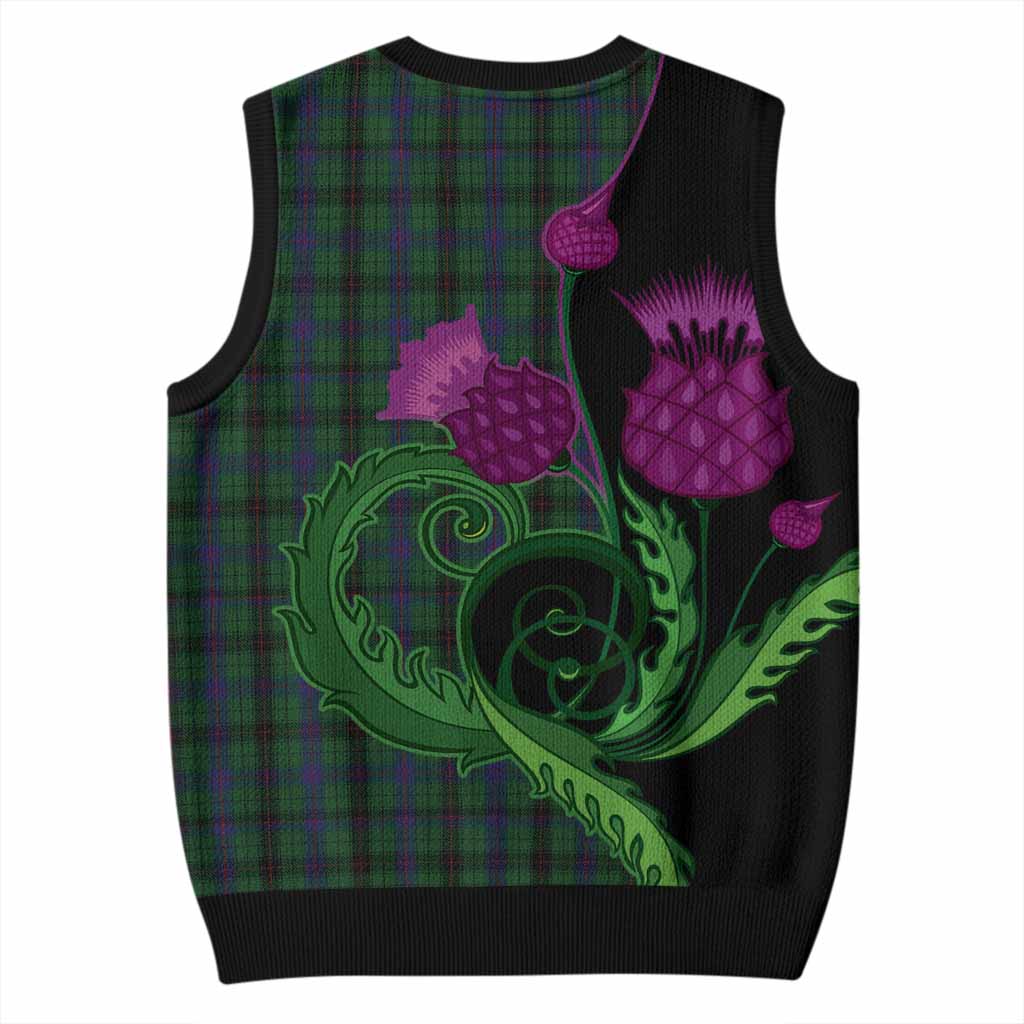 Davidson Tartan Knitted V-Neck Vest Traditional Scottish Thistle