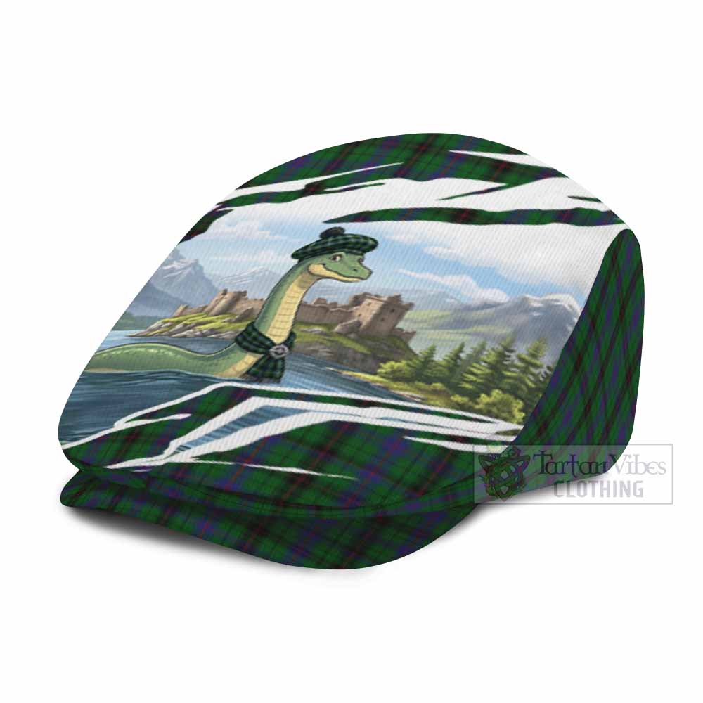 Davidson Tartan Loch Ness Monster Scottish Heritage Art Flat Cap, Jeff Cap