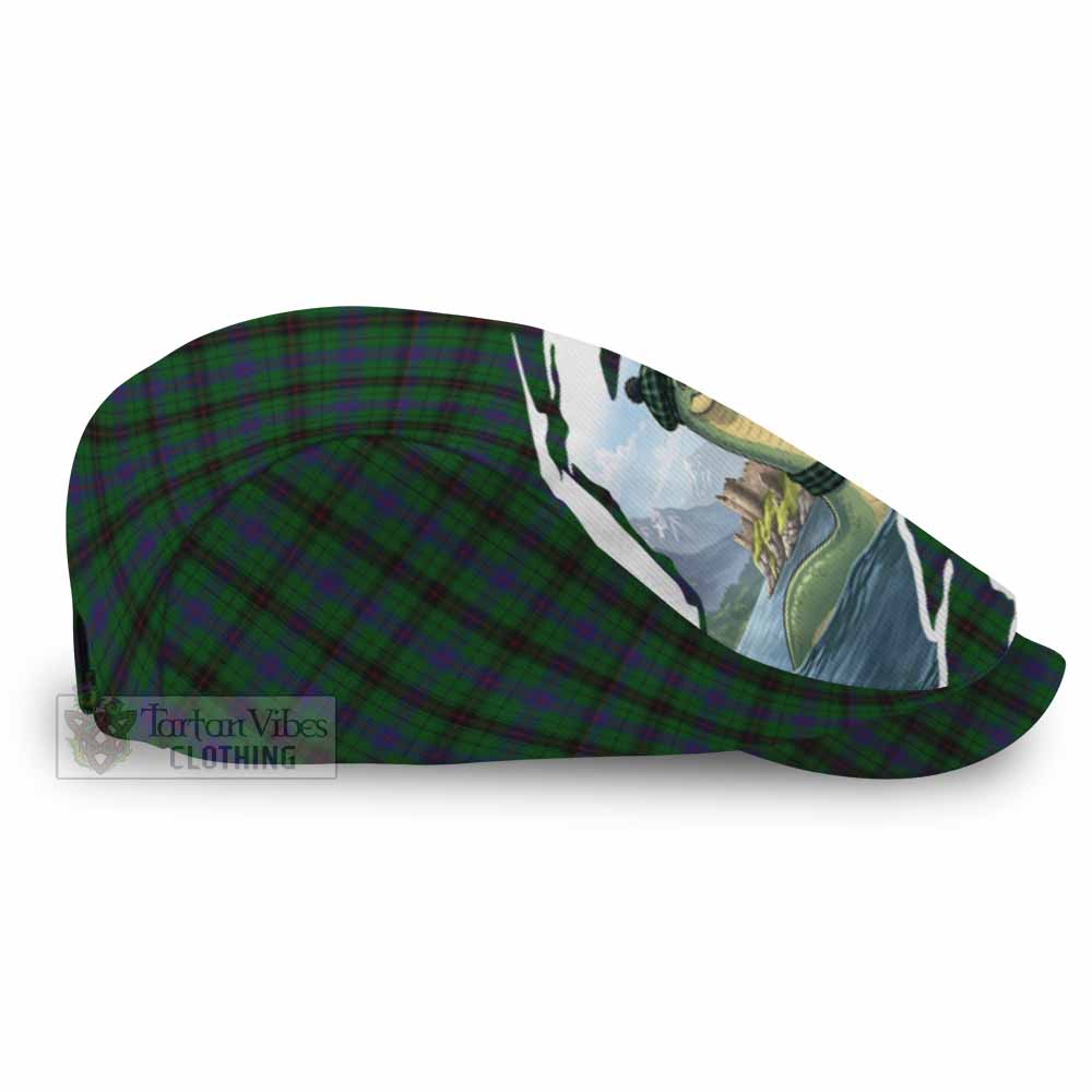 Davidson Tartan Loch Ness Monster Scottish Heritage Art Flat Cap, Jeff Cap