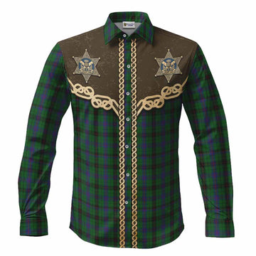 Davidson Tartan Long Sleeve Button Shirts Bigfoot Riding The Kelpie Monster