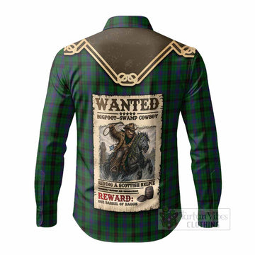 Davidson Tartan Long Sleeve Button Shirts Bigfoot Riding The Kelpie Monster