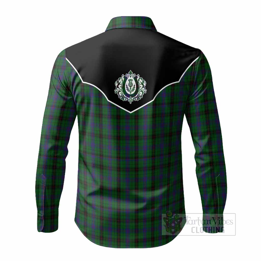 Davidson Tartan Long Sleeve Button Shirts Horseshoe Ornament - Tartan Vibes Clothing