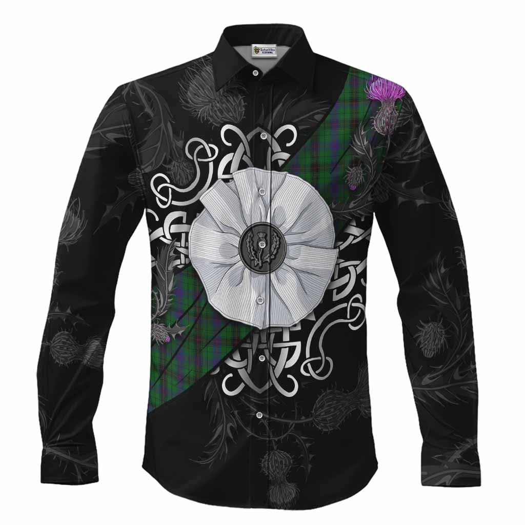 Davidson Tartan Long Sleeve Button Shirts Jacobite White Rose Men's Shirt S - Tartan Vibes Clothing