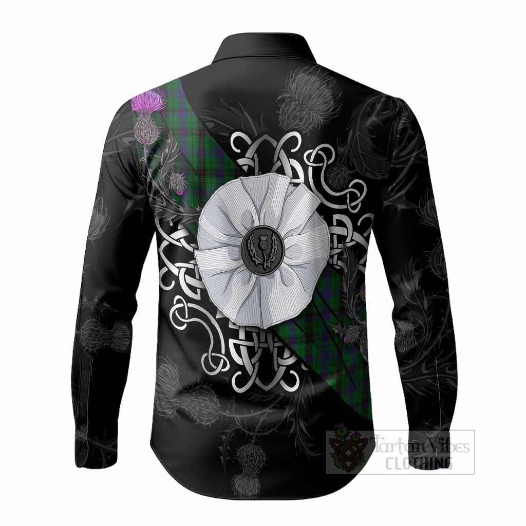 Davidson Tartan Long Sleeve Button Shirts Jacobite White Rose - Tartan Vibes Clothing