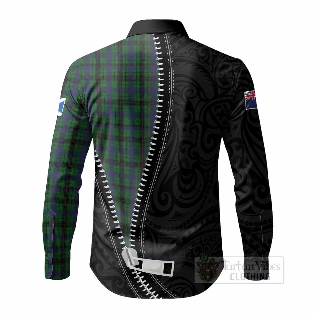 Davidson Tartan Long Sleeve Button Shirts New Zealand Pattern Unique Zipper Stylized