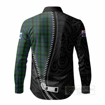 Davidson Tartan Long Sleeve Button Shirts New Zealand Pattern Unique Zipper Stylized