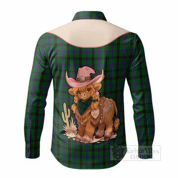 Davidson Tartan Long Sleeve Button Shirts Wee Coo Cowgirl Cute Style - Tartan Vibes Clothing